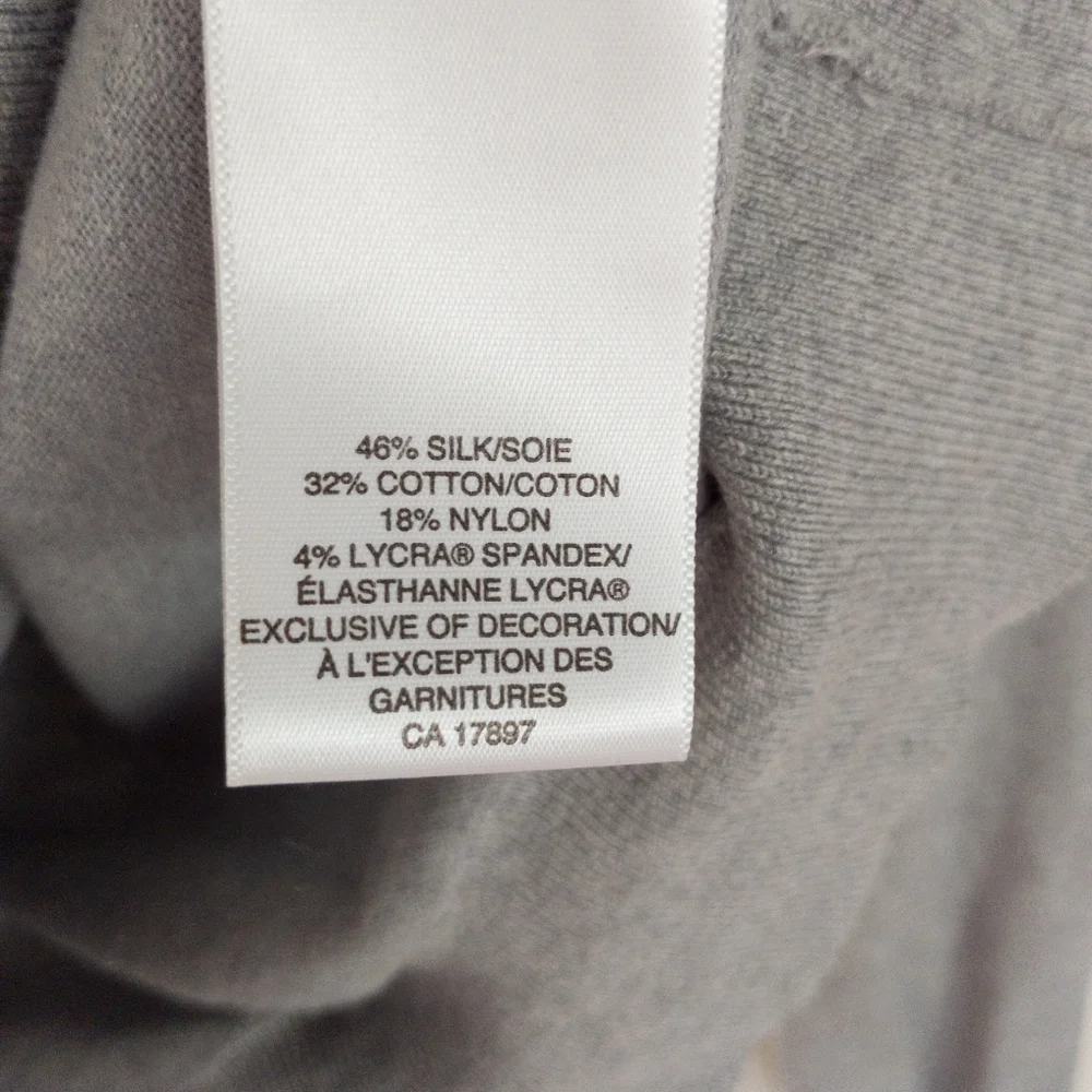 Banana Republic Silk Blend Button Down Cardigan Size Large Petite Gray - Picture 4 of 8